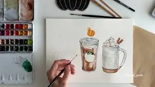 Fall beverages 🧡🍁🍂🎃#watercolor #aquarelle #sketch
