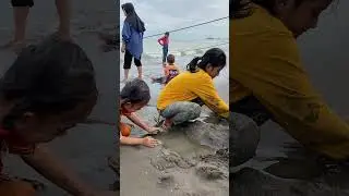 Keceriaan Anak-Anak Bermain Pasir di Pantai