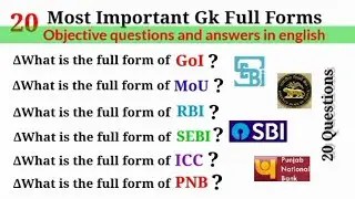20 Most Important Gk Full Forms l Full Forms General knowledge l Full Form Gk For all Students