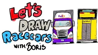 Let's Draw Race Cars with Boris at Noon ET!  How to draw a racecar hauler/transporter.  #TeamToyota