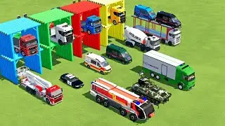 TRANSPORTING AMBULANCE, FORD POLICE, SERVICE TRUCK, FIRE DEPARTEMENT, MERCEDES MINI BUS - FS22