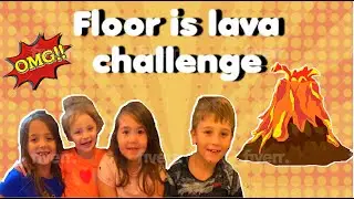 Ava builds a Volcano & Play Floor is lava game with family