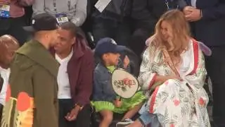 Beyonc&eacute; Jay Z and Blue Ivy enjoying NBA AllStar game