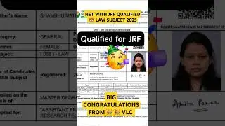 NET JRF LAW QUALIFIED 🐯🎉🎊🔥2025#NET2025#jrf2024 #ntanet
