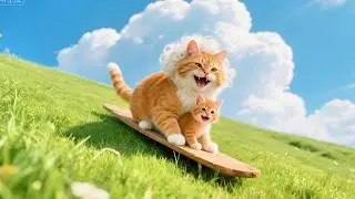 Grandma Cat & Kitten's Kite Day: Fly Fun & Love🪁#cute #cat #funny #animals #viralvideo #kitten #love