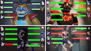 TOP 5 SECURITY BREACH vs FNaF Fight Animations WITH Healthbars