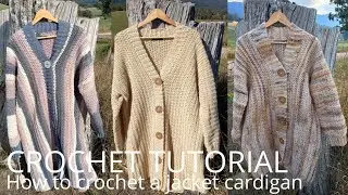 How to crochet a jacket cardigan (with pockets) - crochet tutorial
