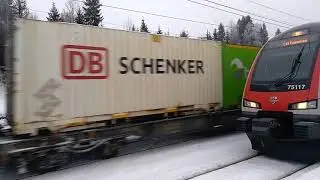 Freight train passing Dal Stasjon February 2018.