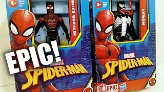 SPIDER-MAN Miles Morales and Venom Action Figures! Hasbro 4" Scale Epic Hero Series Review!