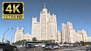 Street Walk 4K | Kotelnicheskaya Embankment Building, City Ambience, Moscow 🇷🇺