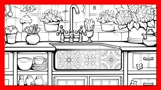 Green Cottage Kitchen Color Oasis Paint by Number app #coloringbook
