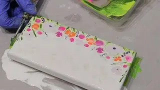 #173 Acrylic Pour Painting &lsquo;Spring Flower Garden&rsquo;. Fun to do, Gift Size Canvas #FluidArt