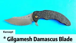 Kansept Gilgamesh Damascus Blade Carbon Fiber And Titanium Handle Frame Lock Folding Knife#edc