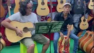 Aiersi brand wooden cajon percussion and Acoustic Guitar Duo
