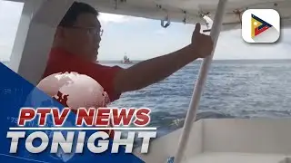 Rep. Wilbert Lee inspects the MT Terranova oil tanker sinking site