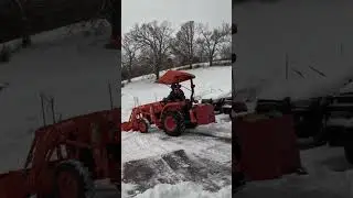 Homestead on a Snow Day ❄️ #homestead #snow #tractor #kubota #honda #4wheeler #horses