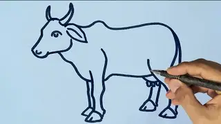 Easy cow drawing step by step - Rudro Drawing #easycowdrawing #drawing #art