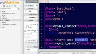 learn how to insert data into tables using php functions | phpmyadmin