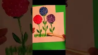Easy painting idea with Q-tips!/ Cute flower idea using cotton buds! #shorts #shortsfeed