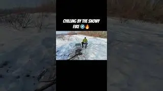 Chilling by the Snowy Fire ❄️🔥 #adventure #atv #atvrides