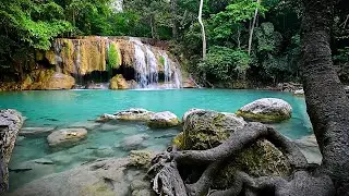 Relaxing Turquoise River & Waterfall Sounds | Nature Sounds For Sleeping Or Studying | White Noise