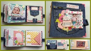 Álbum scrapbook con vaquero reciclado. Photo album with recycled jeans.