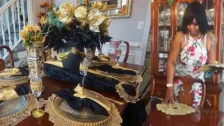 Black And  Gold TableScape Decor For Wedding Or Birthday
