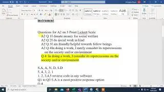 Reliability of a Questionnaire through Cronbach Alpha