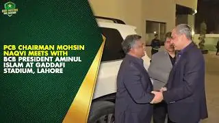 PCB Chairman Mohsin Naqvi meets with BCB President Aminul Islam at Gaddafi Stadium, Lahore