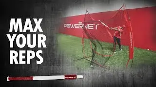 PowerNet Baseball Softball 7x7 Practice Net + Sweet Spot Bat Bundle