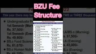 BZU Multan Fee Structure 2023#youtubeshorts #ytshort  #bzumultan #feestructure #multan