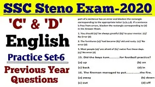 SSC Steno Exam 2020 | Steno English | Previous Year Questions | Practice Set-6