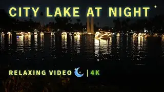 Twilight Swan Boats at Echo Park Lake | 4K Night Scenery & Relaxation Video #echopark #relaxingvideo