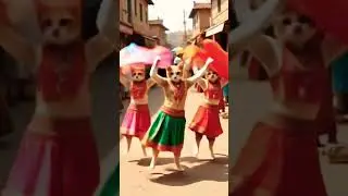 Cats, 4 Dupattas, 1 Stage! 😹🎉#GarbaTime #FunnyCats #IndianFestival