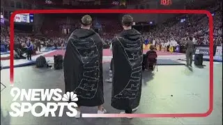 The men beneath the capes at DU gymnastics meets