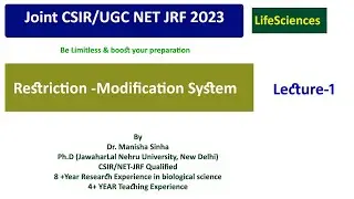Restriction Modification System|| Restriction endonucleases|| CSIR-UGC NET JRF|| Dr. Manisha Sinha
