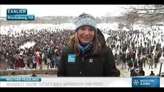 Epic Snowball Fight On Virginia Tech's Campus During Winter Storm Harlow