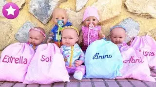 1º día Guardería ESTRENAN  bolsas con sus NOMBRES Bruno, Abril y las trillizas