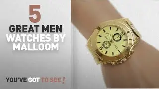 Top 10 Malloom Men Watches [ Winter 2018 ]: Malloom Men Big Dial Stainless Steel Wrist Hour Gold