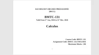 BMTC 131 Solved Assignment 2026 IGNOU, Calculus || English || #ignousolvedassignment #ignou