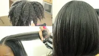 NATURAL HAIR || Blow out & Flat Iron Straightening Natural/4c Hair
