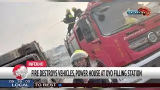 Пожар уничтожил автомобили и электростанцию ​​на автозаправочной станции Ойо.