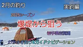 2025シーズン 堰堤から狙う　実釣編　岩手県岩洞湖　水系　ガイドポイント　2月の釣り　氷上わかさぎ釣り 盛岡市　桧原湖　松原湖　シマノ　ダイワ 　岩手の釣り　　釣り百景