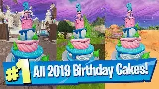 Dance in front of different Birthday Cakes ALL Locations 2019 - Fortnite 2nd Birthday Challenge