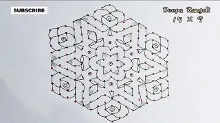 ✨🌺17&times;9 Pulli Kolam🌺 | Easy Big Kolam 🌺Design for Beginners🥰 | Daily Kolam with Dots