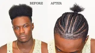 High Top Braids | GF Does Sick Men's Cornrow Hairstyle | Quick & Easy!