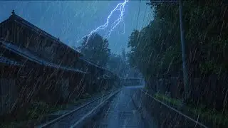 Dark Night Heavy Rain 🌧️ Thunderstorm Sounds for Sleeping