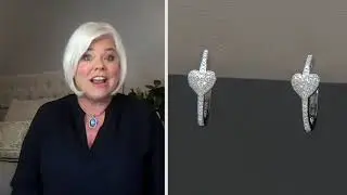 Affinity Sterling Silver Diamond Heart Hoop Earrings, 1/4cttw on QVC
