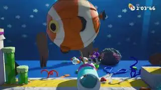 Find Poochy Pups ~ Many Fish in the Sea (Flip Side) ~ Yarrctopus Docks - Yoshi's Crafted World 1bs