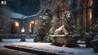 🌙 Dark Academia Winter Courtyard | Relaxing Piano Music & Snowfall Ambience ❄️